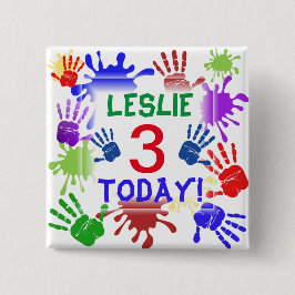 Bóton Quadrado 5.08cm Impressões de mão e placas de pintura