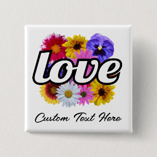 Bóton Quadrado 5.08cm In Bloom - Love with Square Floral Buquê Button