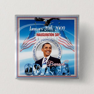 Bóton Quadrado 5.08cm Inauguração de Barack Obama