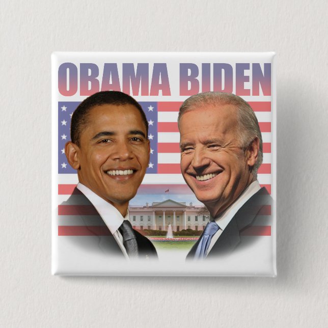 Bóton Quadrado 5.08cm Inauguração de Obama Biden (Frente)