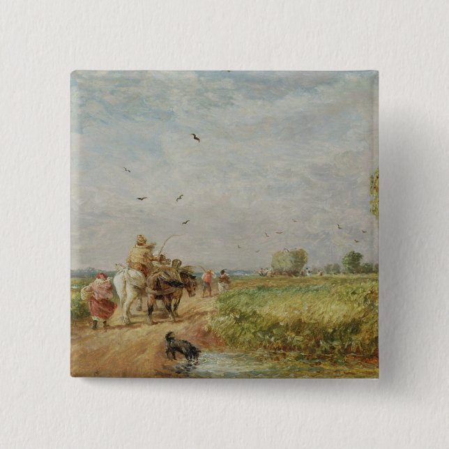 Bóton Quadrado 5.08cm Indo ao Hayfield, 1853 (óleo no millboard) (Frente)