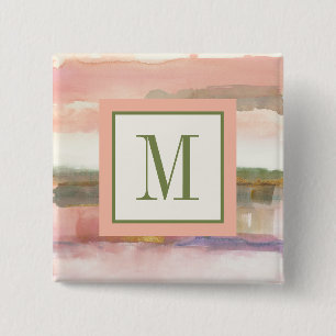 Bóton Quadrado 5.08cm Influência do monograma   da colheita do ouro da