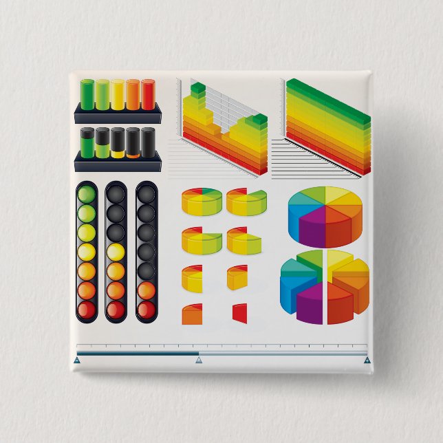 Bóton Quadrado 5.08cm Infographic Elements and Data Visualization (Frente)