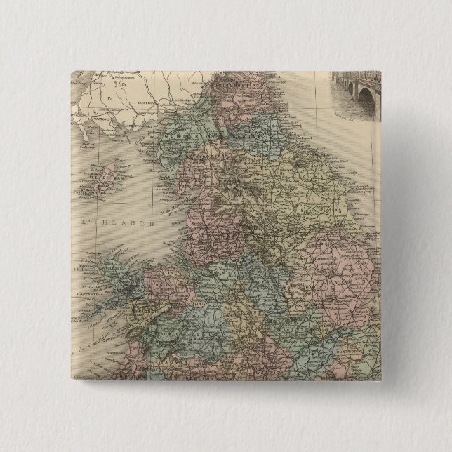 Bóton Quadrado 5.08cm Inglaterra 3 (Frente)