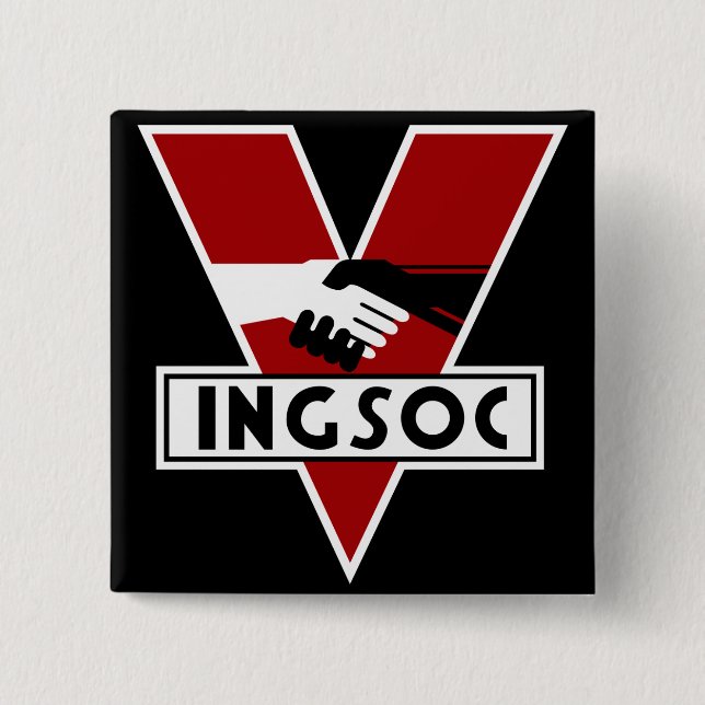 Bóton Quadrado 5.08cm Ingsoc 1984 (Frente)