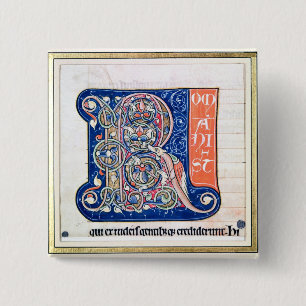 Bóton Quadrado 5.08cm Inicial "R" 2 de Historiated
