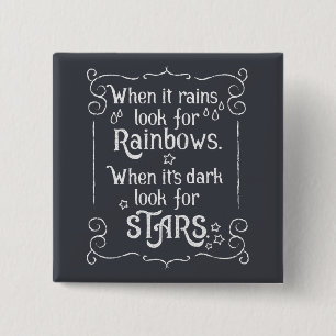 Bóton Quadrado 5.08cm Inspiração quando chover e botão escuro do Pin