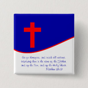 Bóton Quadrado 5.08cm Inspirado na Bandeira Cristã