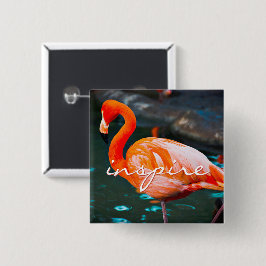 Bóton Quadrado 5.08cm Inspire Script Pink Flamingo Photo Modern Na moda