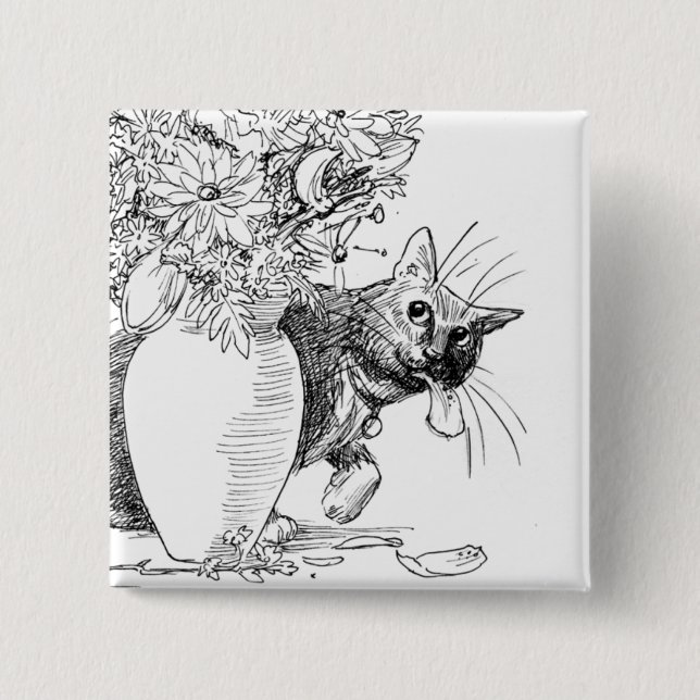 Bóton Quadrado 5.08cm Instigador - botão pernicioso do gato (Frente)