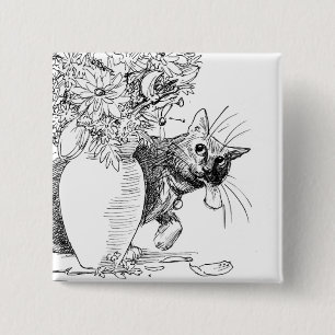 Bóton Quadrado 5.08cm Instigador - botão pernicioso do gato