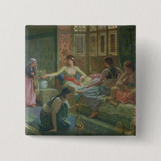 Bóton Quadrado 5.08cm Interior de um Harem, c.1865 (Frente)