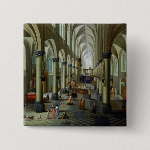 Bóton Quadrado 5.08cm Interior de uma igreja