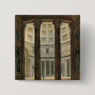 Bóton Quadrado 5.08cm Interior do panteão, Roma, 'de Le Traje Um