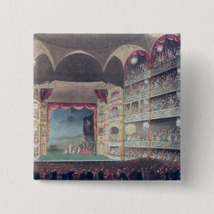 Bóton Quadrado 5.08cm Interior do teatro da pista de Drury, 1808
