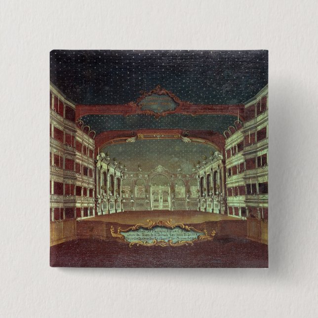 Bóton Quadrado 5.08cm Interior do teatro de San Samuele, Veneza (Frente)