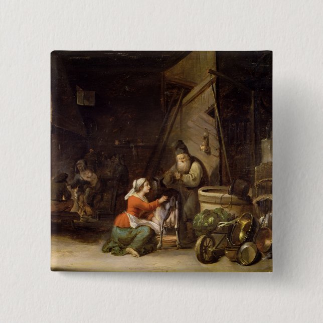 Bóton Quadrado 5.08cm Interior rústico (Frente)