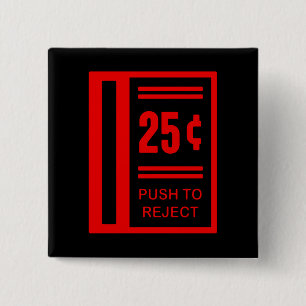 Bóton Quadrado 5.08cm Introduza a moeda para jogar o jogo de vídeo da