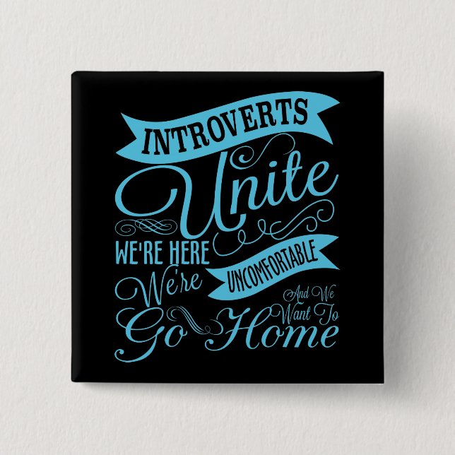 Bóton Quadrado 5.08cm Introverts unem o botão (Frente)