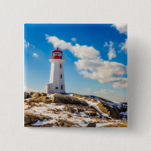 Bóton Quadrado 5.08cm Inverno do farol   na angra de Peggy, Nova Escóci