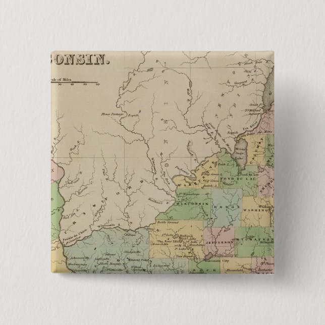 Bóton Quadrado 5.08cm Iowa e Wisconsin (Frente)