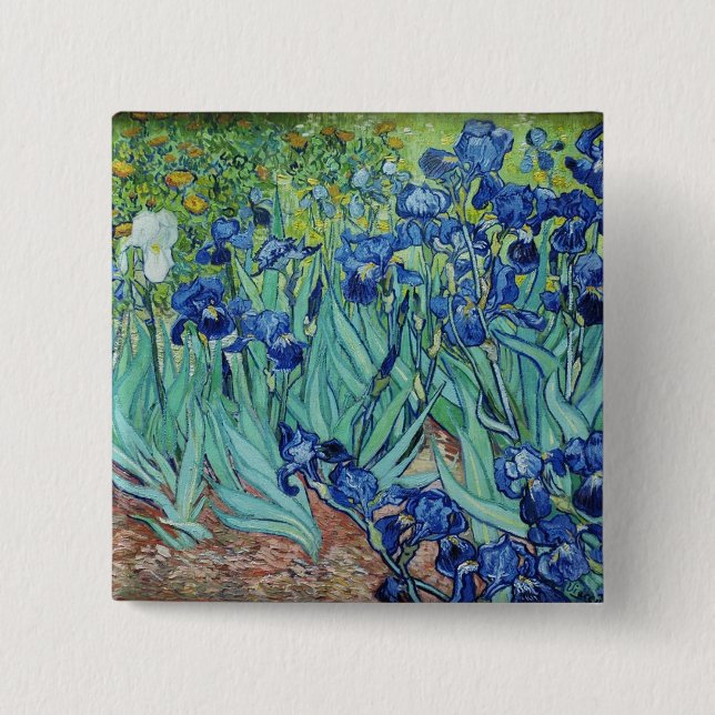 Bóton Quadrado 5.08cm Íris de Vincent van Gogh (Frente)