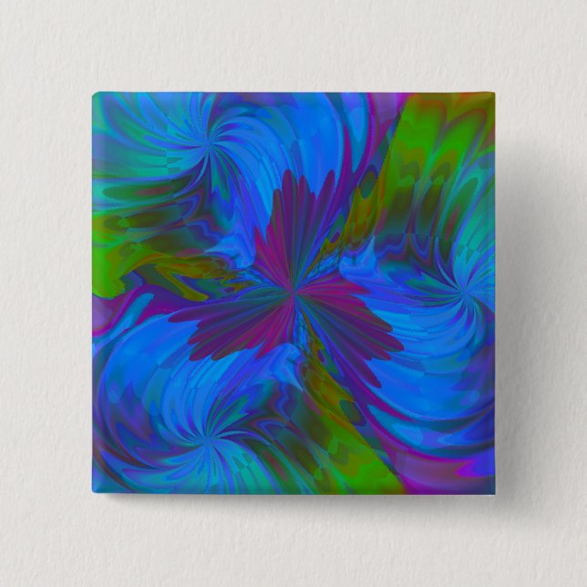 Bóton Quadrado 5.08cm Íris em azul (Frente)