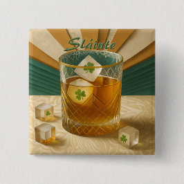 Bóton Quadrado 5.08cm Irish Whiskey Tumbler Shamrock Ice "Sláinte!"