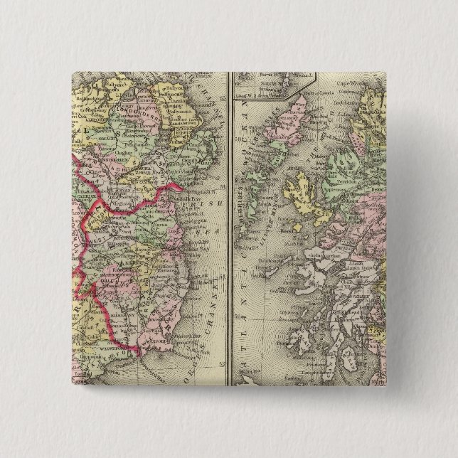 Bóton Quadrado 5.08cm Irlanda, Escócia (Frente)