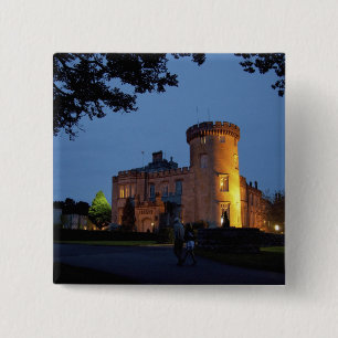 Bóton Quadrado 5.08cm Irlanda, o Dromoland Castle iluminado ao crepúscul