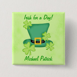 Bóton Quadrado 5.08cm Irlandês para uma Rua do Dia. Pino do Crachá de Pa