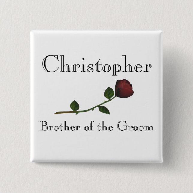 Bóton Quadrado 5.08cm "Irmão do noivo" - vermelho provindo por muito (Frente)