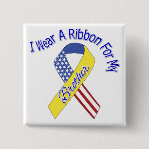 Bóton Quadrado 5.08cm Irmão - eu visto um patriótico militar da fita