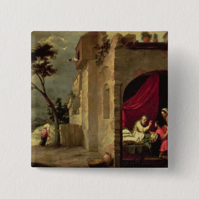 Bóton Quadrado 5.08cm Isaac que abençoa Jacob (Frente)