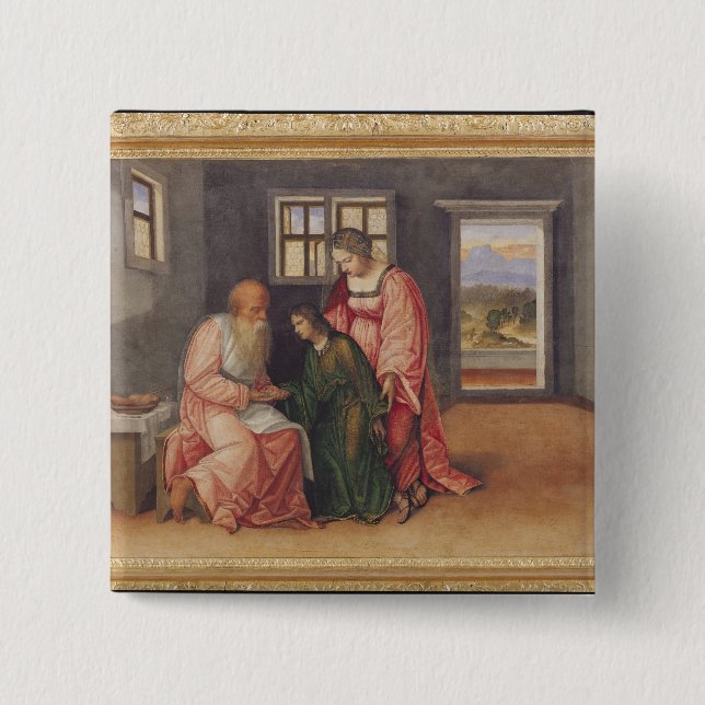 Bóton Quadrado 5.08cm Isaac que abençoa Jacob, c.1520 (Frente)
