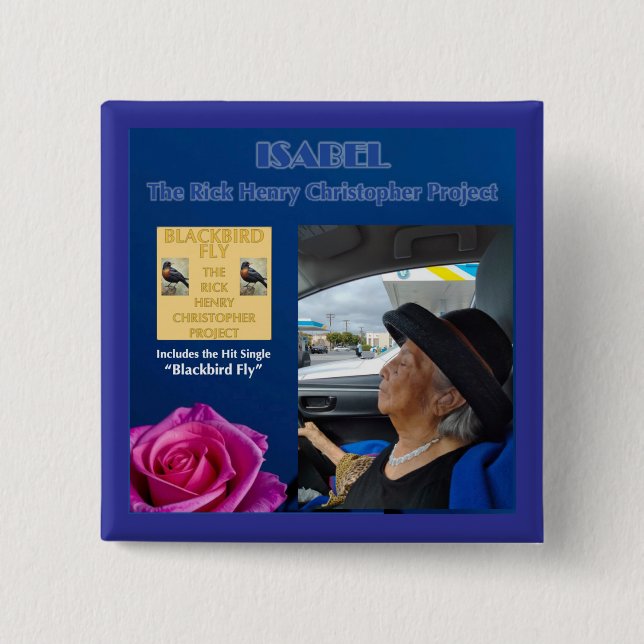 Bóton Quadrado 5.08cm Isabel o botão (Frente)