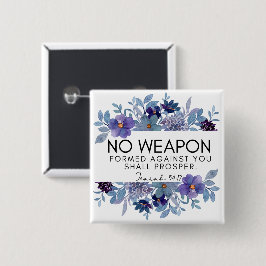 Bóton Quadrado 5.08cm Isaiah 54:17 Sem Arma Cristã Roxo Floral