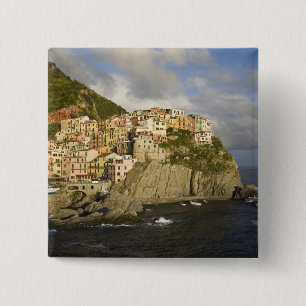 Bóton Quadrado 5.08cm Itália, Cinque Terre, Manarola. Aldeia no penhasco