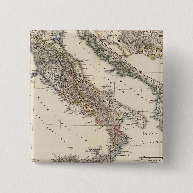 Bóton Quadrado 5.08cm Itália, Gallia cisalpina, Sicília, Sardenha (Frente)