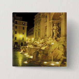 Bóton Quadrado 5.08cm Itália, Roma. Fonte de Trevi à noite.