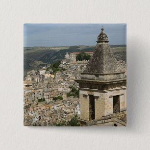 Bóton Quadrado 5.08cm ITÁLIA, Sicília, RAGUSA IBLA: Vista da Cidade e Sa