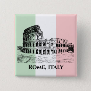Bóton Quadrado 5.08cm Italian Flag Colors Colosseum Design Button