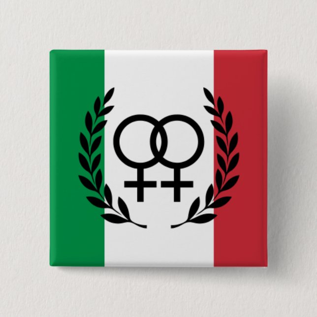 Bóton Quadrado 5.08cm italy flag Sapphic Symbol badge (Frente)