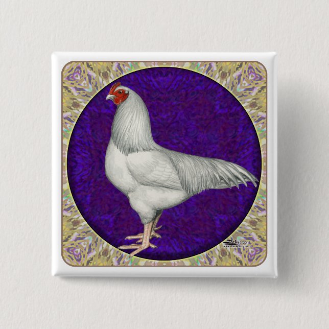 Bóton Quadrado 5.08cm Ixworth Rooster (Frente)