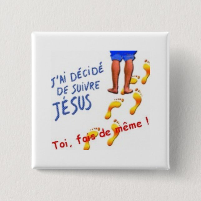 Bóton Quadrado 5.08cm j decidiram seguir Jésus (Frente)