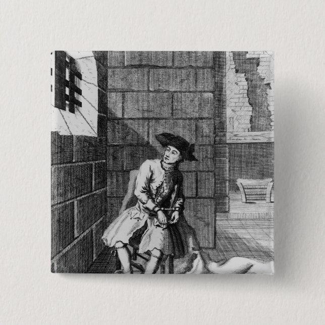 Bóton Quadrado 5.08cm Jack Shepperd na prisão de Newgate, 1724 (Frente)