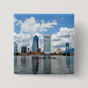 Bóton Quadrado 5.08cm Jacksonville, fotografia de paisagem urbana da Fl