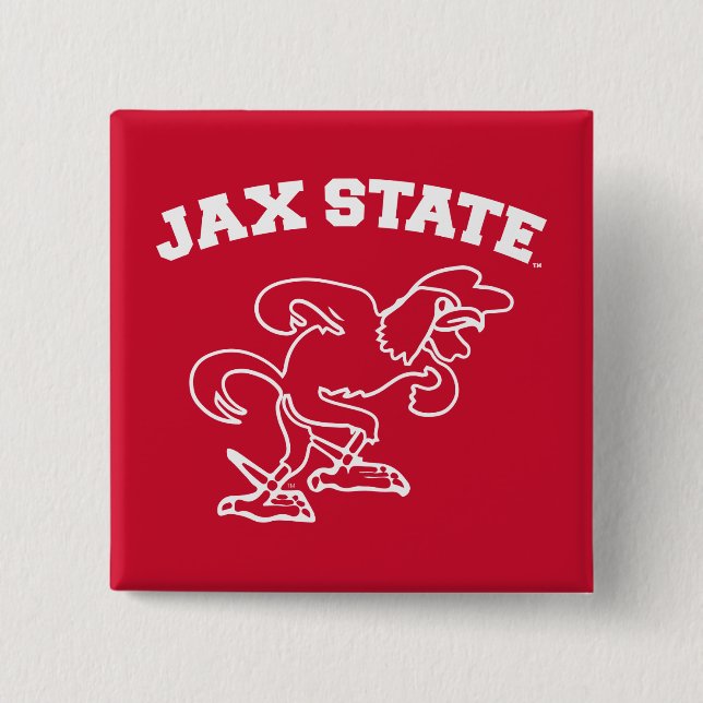Bóton Quadrado 5.08cm Jacksonville State University JAX State Gamecocks (Frente)