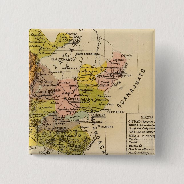 Bóton Quadrado 5.08cm Jalisco, México (Frente)