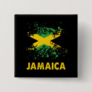 Bóton Quadrado 5.08cm Jamaica Retro WaterColor Jamaican Flag